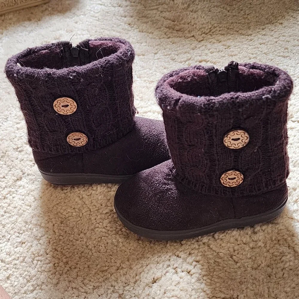 REDVOLUTION - Toddler Girl Boots Dark brown PU Leather boots. Size 7